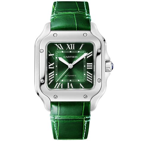 cartier santos green strap|cartier santos 100 price list.